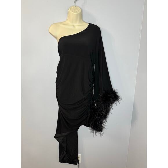 Club L London With A Flourish Black Asymmetric Sleeve Maternity Maxi Dress 12 - Picture 2 of 13